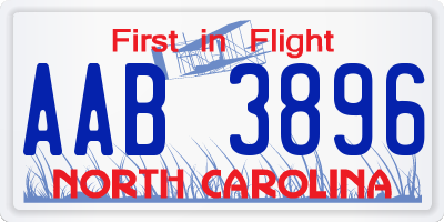 NC license plate AAB3896