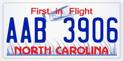 NC license plate AAB3906