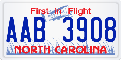 NC license plate AAB3908