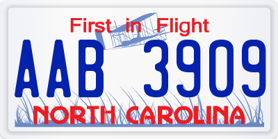 NC license plate AAB3909