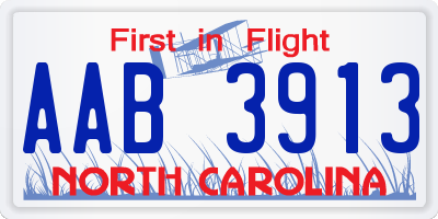 NC license plate AAB3913