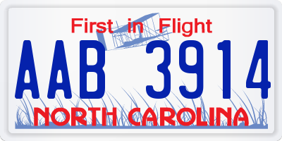 NC license plate AAB3914