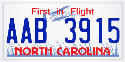 NC license plate AAB3915