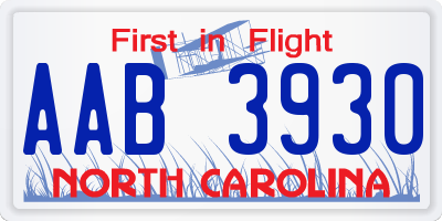 NC license plate AAB3930