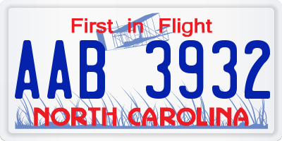 NC license plate AAB3932