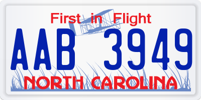 NC license plate AAB3949