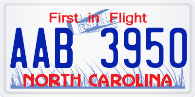 NC license plate AAB3950