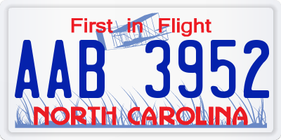 NC license plate AAB3952
