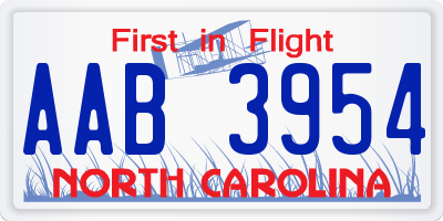 NC license plate AAB3954
