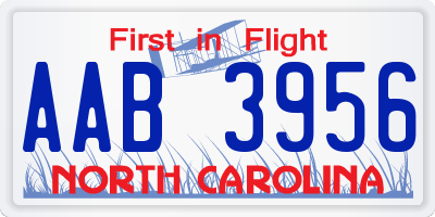 NC license plate AAB3956