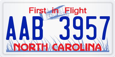 NC license plate AAB3957