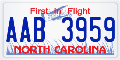 NC license plate AAB3959
