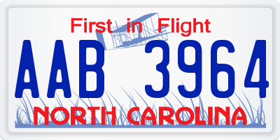 NC license plate AAB3964
