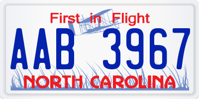 NC license plate AAB3967