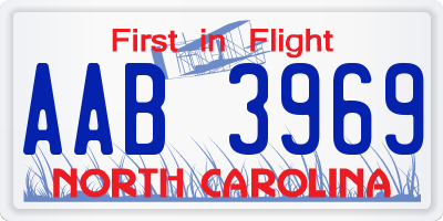 NC license plate AAB3969