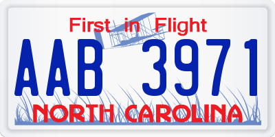 NC license plate AAB3971