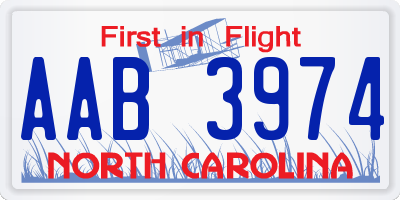NC license plate AAB3974