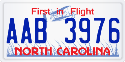 NC license plate AAB3976