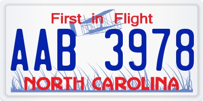 NC license plate AAB3978