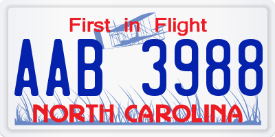 NC license plate AAB3988