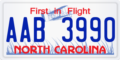 NC license plate AAB3990