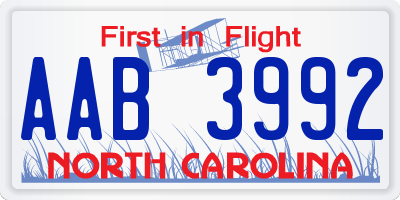 NC license plate AAB3992