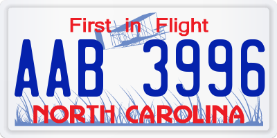 NC license plate AAB3996