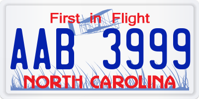 NC license plate AAB3999