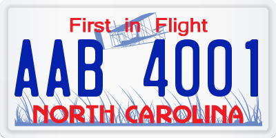 NC license plate AAB4001