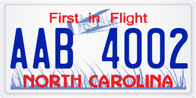 NC license plate AAB4002