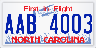 NC license plate AAB4003