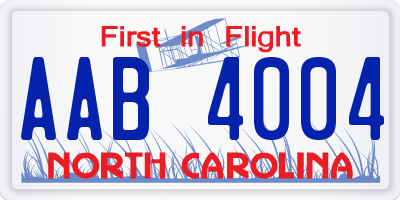NC license plate AAB4004