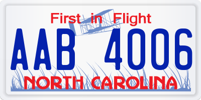 NC license plate AAB4006