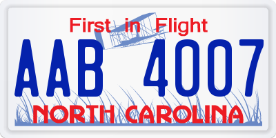 NC license plate AAB4007