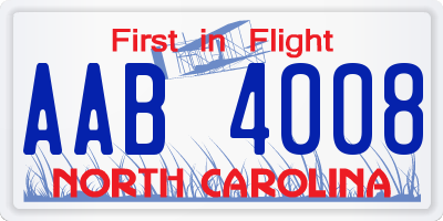 NC license plate AAB4008