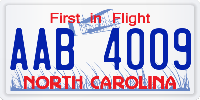 NC license plate AAB4009