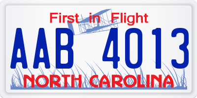 NC license plate AAB4013