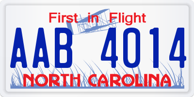 NC license plate AAB4014