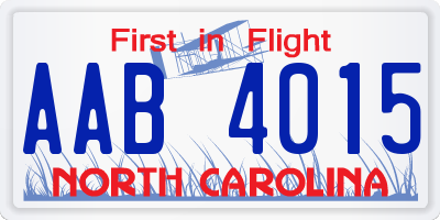 NC license plate AAB4015