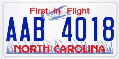 NC license plate AAB4018