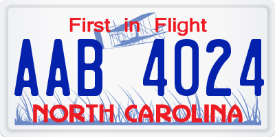 NC license plate AAB4024