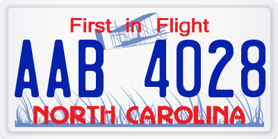 NC license plate AAB4028