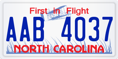 NC license plate AAB4037