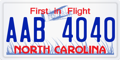 NC license plate AAB4040