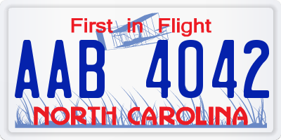 NC license plate AAB4042