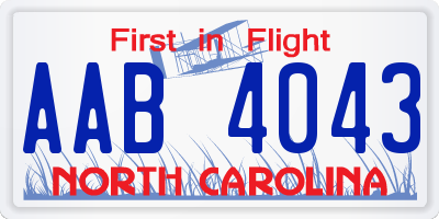 NC license plate AAB4043
