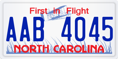 NC license plate AAB4045