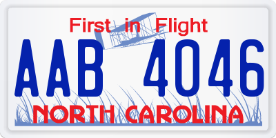 NC license plate AAB4046