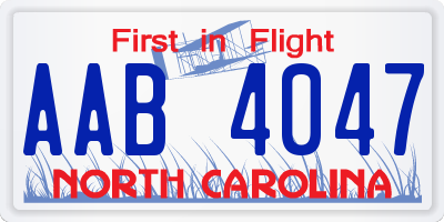 NC license plate AAB4047