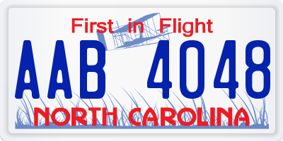 NC license plate AAB4048